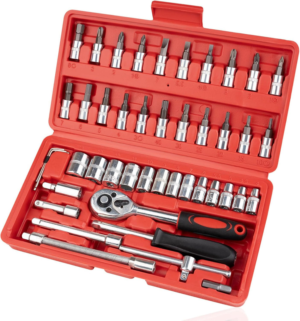 Beaiguna 46PCS Small Drive Socket Ratchet Wrench Screwdriver Set