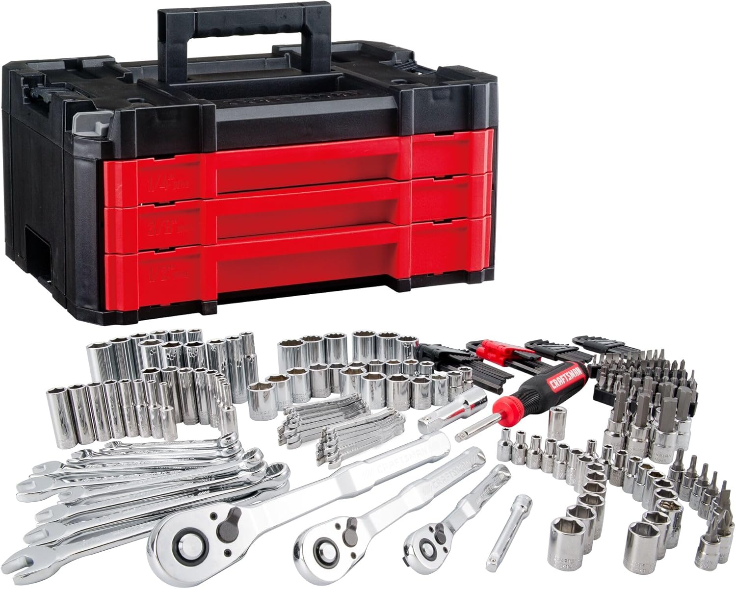 230 Pcs Mechanics Tool Set, Socket Wrench Set, Car Tool Kit with VERSASTACK Toolbox